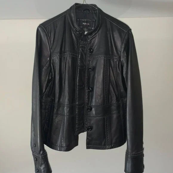 NEW NWOT Style & Co Frilly Leather Jacket Scalloped - Picture 3 of 5